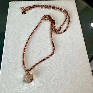 Kendra Scott Rose Gold Drusy Long Pendant Necklace